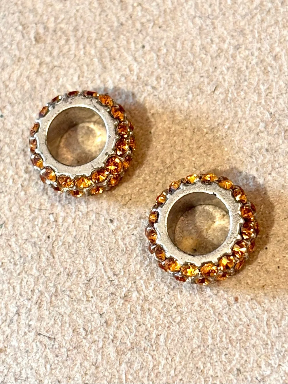 Two Brighton Glitter Spacers in yellow Thin beads Three rows of crystals Retired